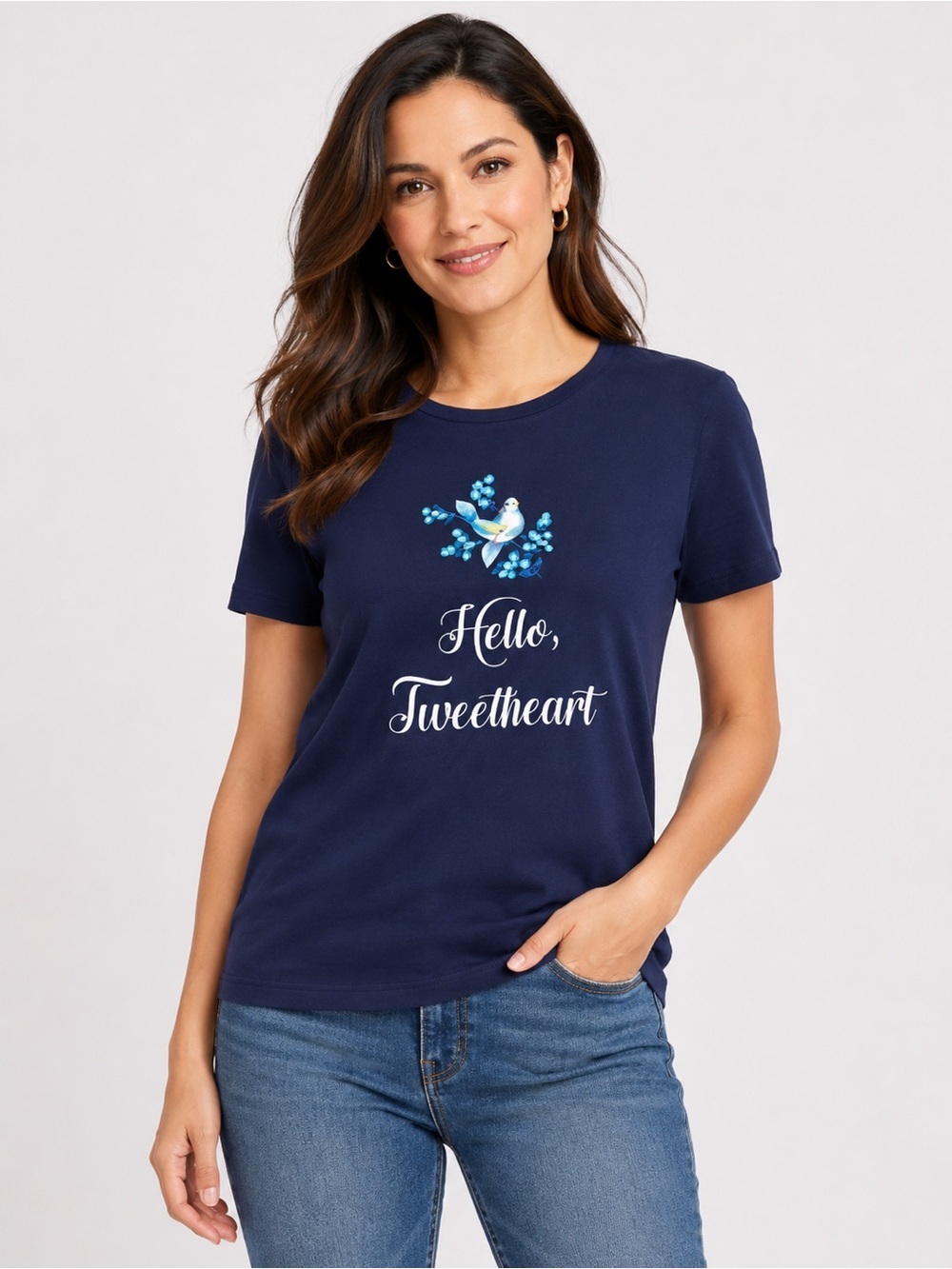 NEW • Draper James • Hello Tweetheart Tee Navy S